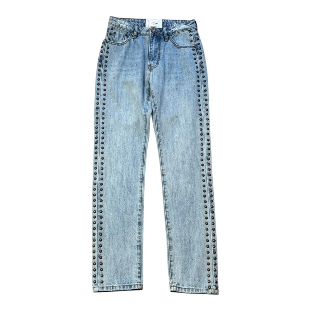 One Teaspoon Awesome Baggies High Waist Straight Leg Studded Jeans size 23